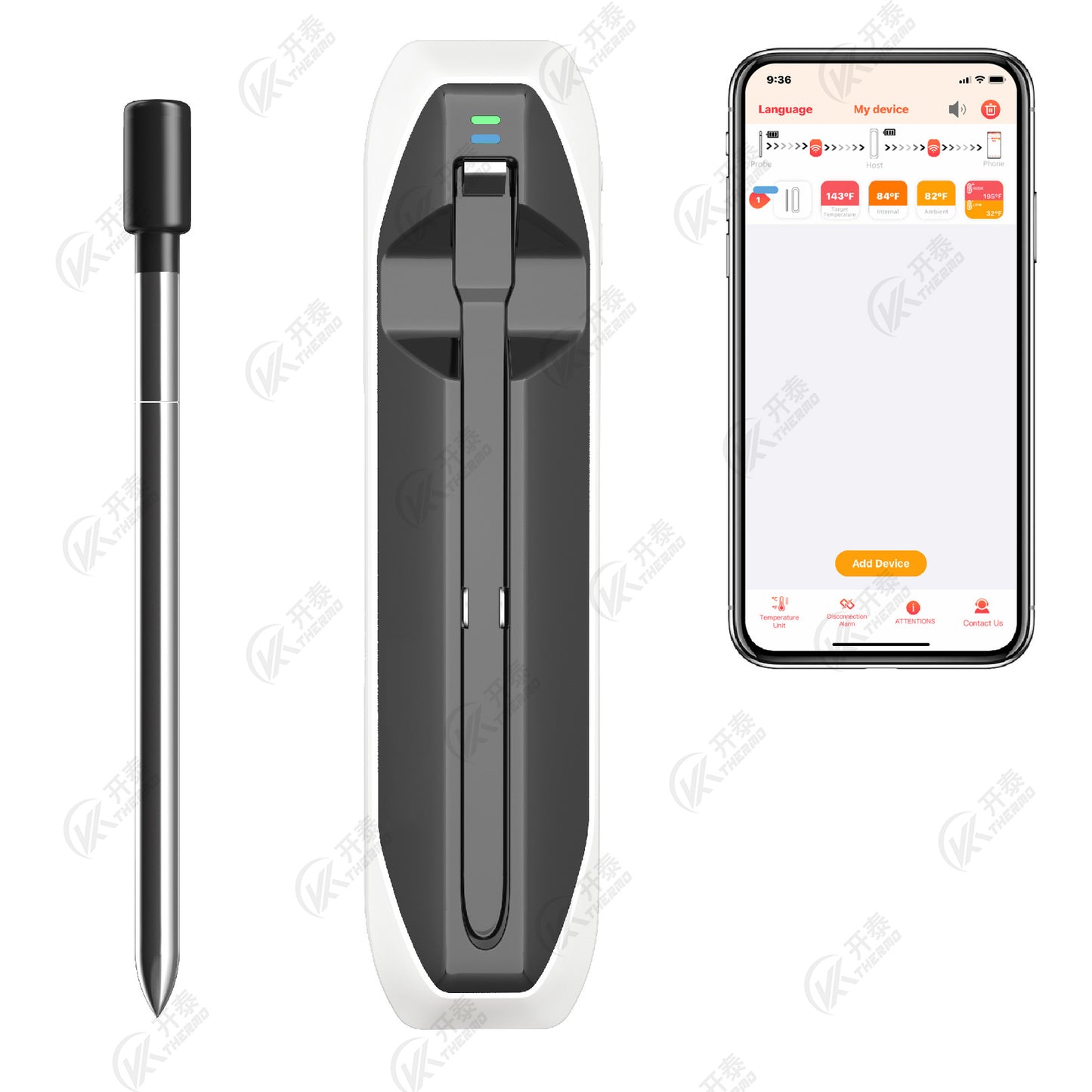 Wireless BBQ Meat Thermometer with Bluetooth for Cooking by Endo33 Markets