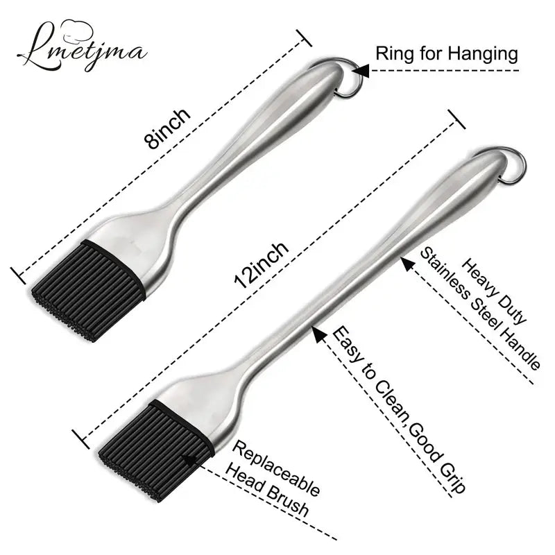 Silicone BBQ Brush with Stainless Steel Handle by Endo33 Markets