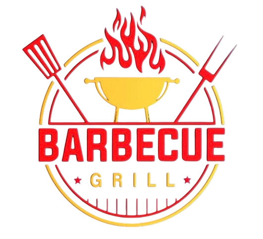 The Wide World of BBQ logo featuring a yellow grill with red flames, a spatula and fork, and BARBECUE GRILL text.