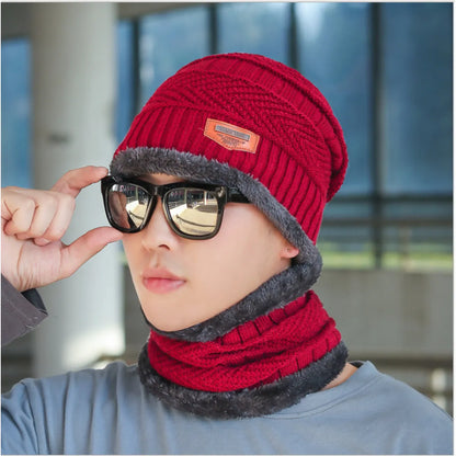 Men's Outdoor Warm Scarf & Fluff Hat by Endo33 Markets