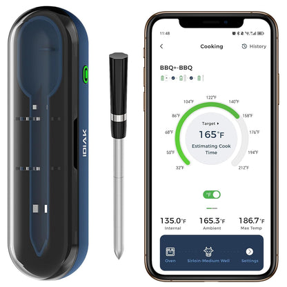 iDiAK Wireless Meat Thermometer for Grilling and Smoking CP10 New Gen 500FT Meater Probe Thermometers Dual Sensor Dual Alarm Smart Food Thermometer Probe for BBQ Oven Grill Smoker Sous Vide by Endo33 Markets