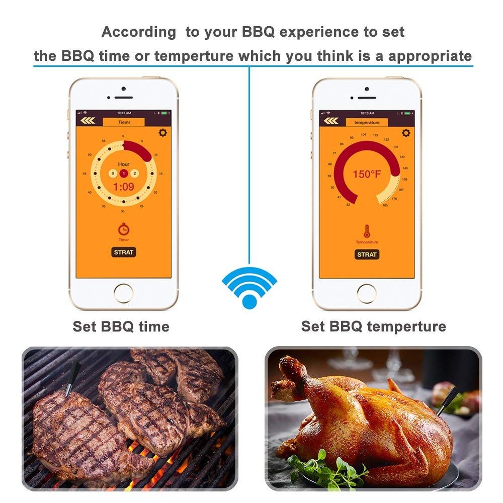 Wireless Bluetooth BBQ Meat Thermometer with App by Endo33 Markets