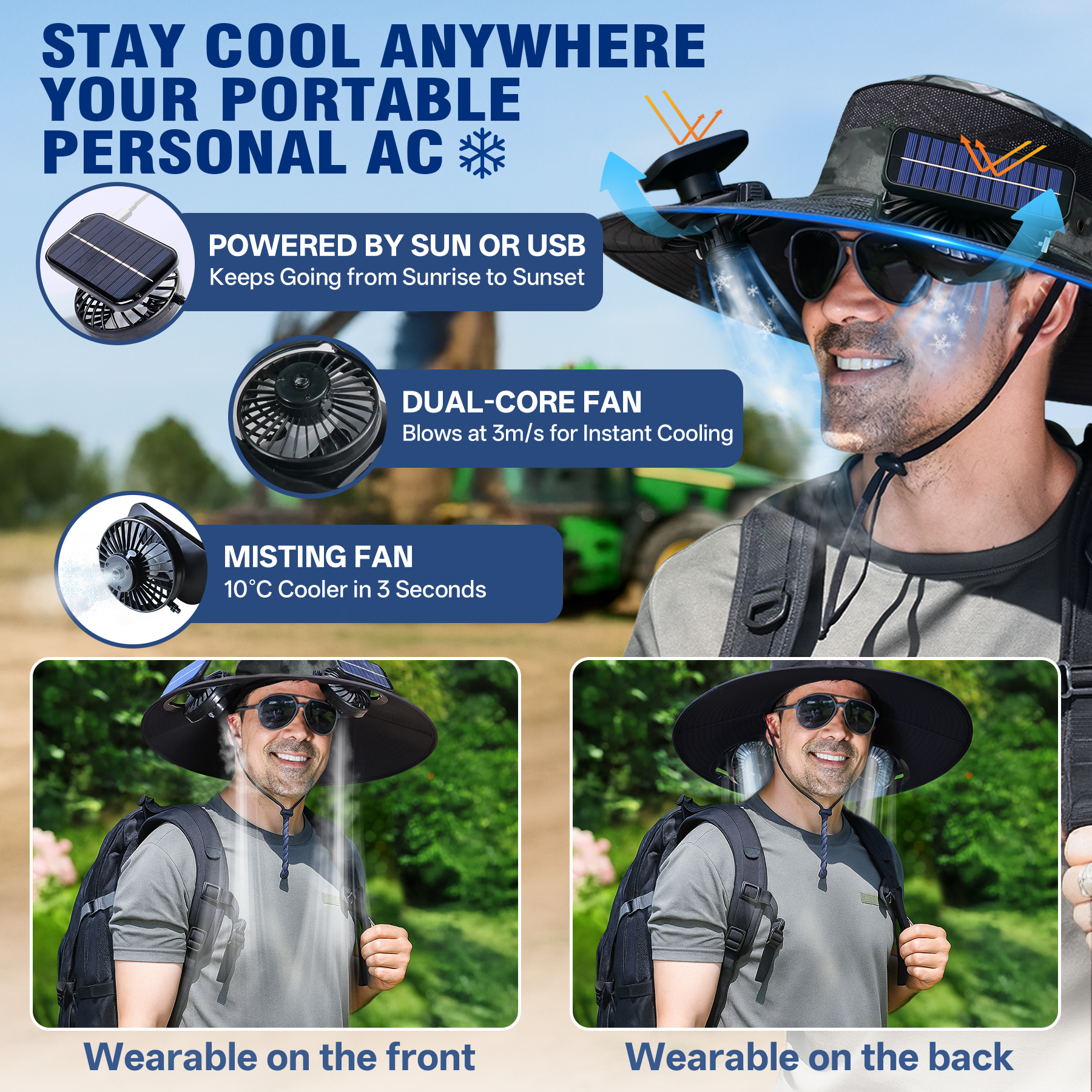 UPF50+ Solar cooling fan cap, Solar fan cap and USBcharging -Cooling sun cap, Fisherman's cap, Outdoorfishing, Outdoor leisure, Camping, Hiking, Outdoor work,Outdoor leisure by Endo33 Markets