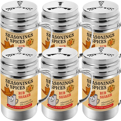CUSINIUM [Pack of 6] 14 oz Seasonings Spice Shakers - BBQ Dry Rub Shakers - Cooking Dredge with Adjustable Fan-Style Lid and Handles by Endo33 Markets