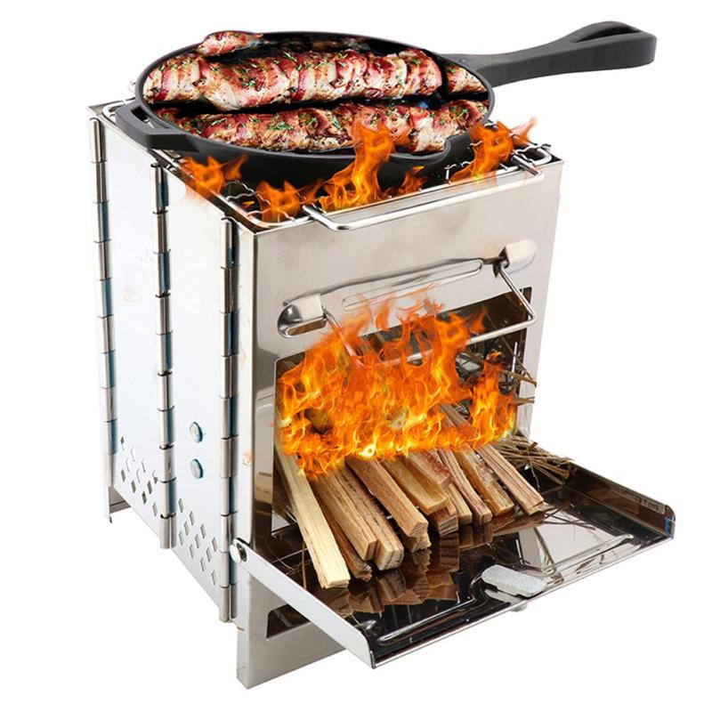Portable Mini Square Fire Pit BBQ Grill (Stainless Steel) by Endo33 Markets
