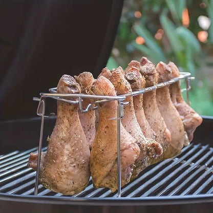 Folding Stainless Steel Chicken Leg Rack for BBQ by Endo33 Markets