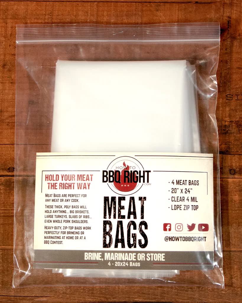 Killer Hogs BBQ Meat Bags | Brine Marinate or Store | Extra Thick (4 MIL) for Turkey Chicken Steak Brisket and Other Meats | 20" x 24" with Zip Top | Pack of 4 by Endo33 Markets