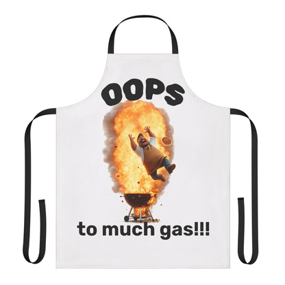 Funny BBQ Apron — "OOPS to much gas!!!" Grilling Gift by Printify