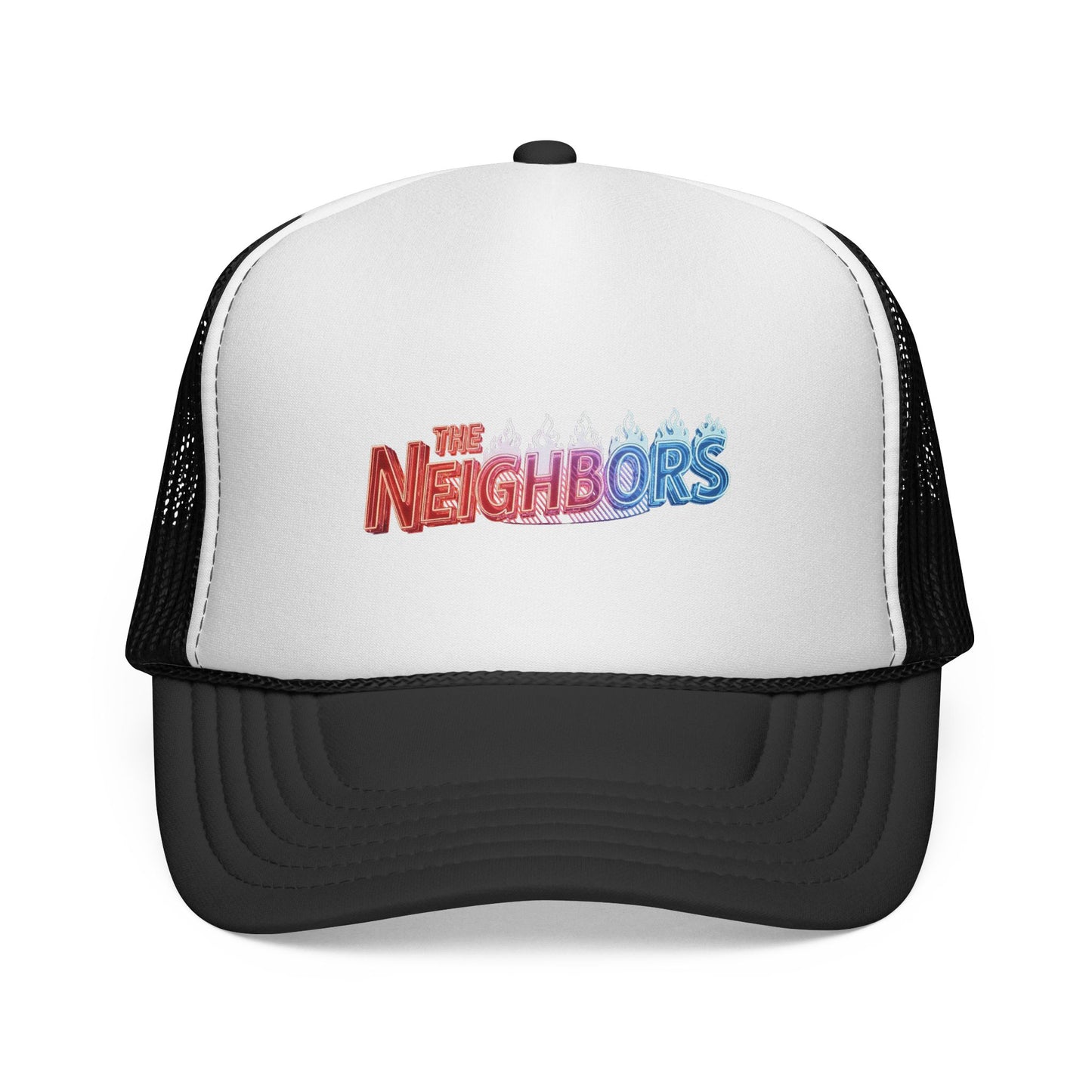 Trucker Cap — Retro "Neighbors" Ombre Logo Mesh Hat by Printify