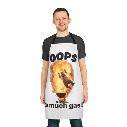 Funny BBQ Apron — "OOPS to much gas!!!" Grilling Gift by Printify