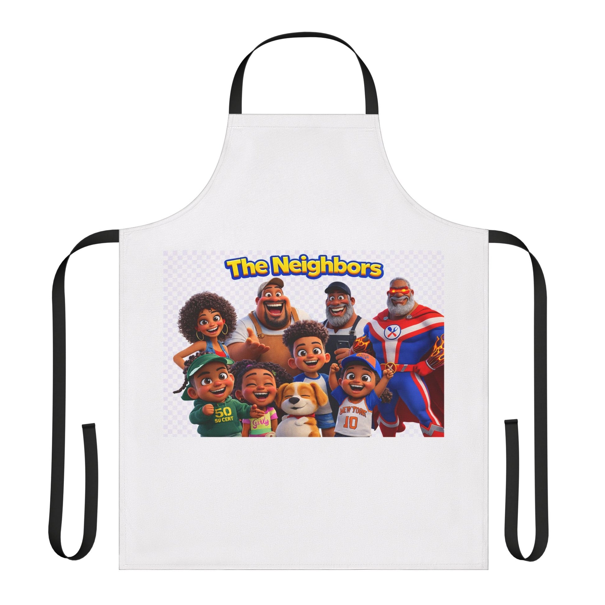 The Neighbors Cartoon Family Apron — Kid-Friendly Cooking & BBQ Gift by Printify