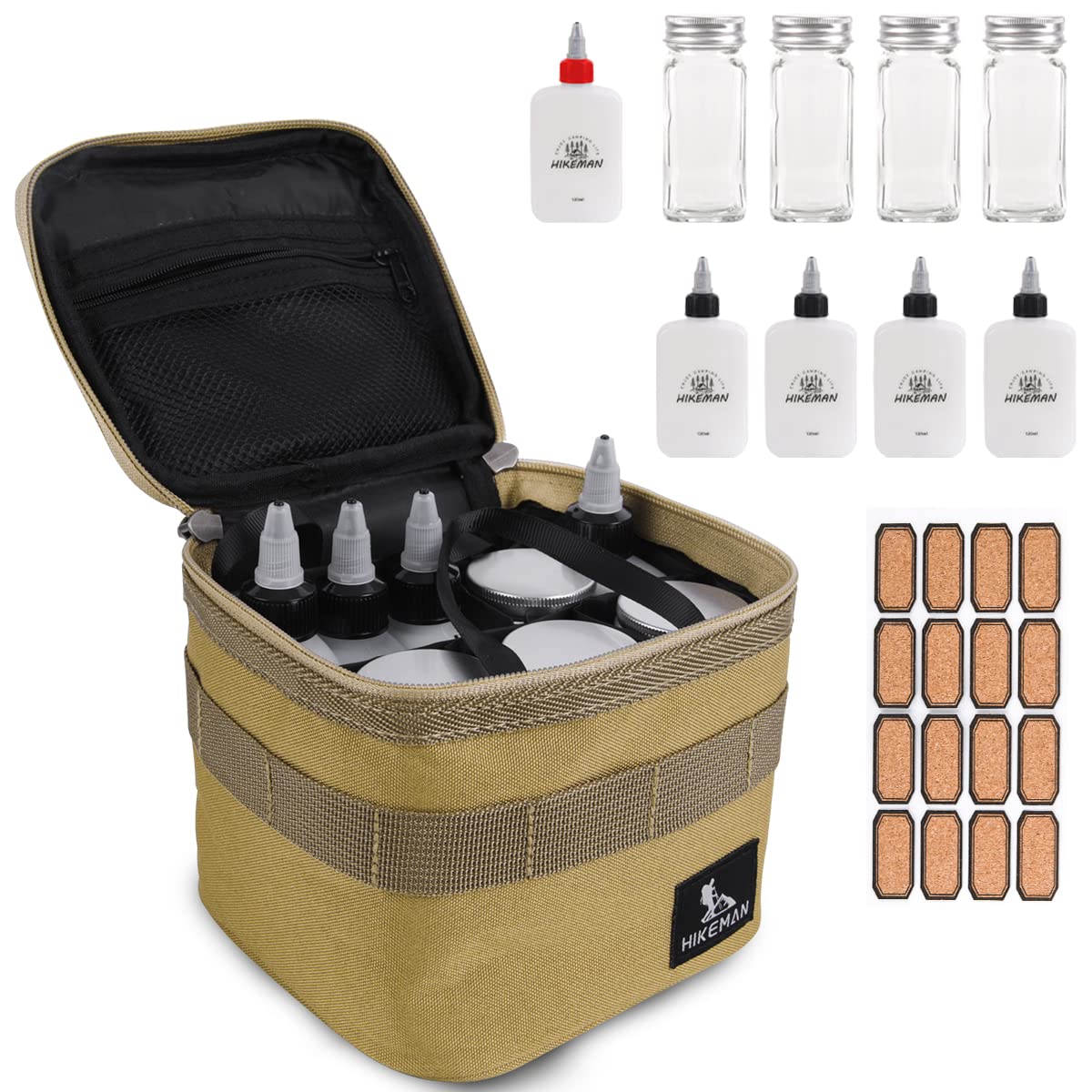 HIKEMAN Camping Portable Spice Set with 9 Spice Containers Pepper & Salt Spice Shakers Separable Storage Bag for Outdoor Travel Camping BBQ Picnic by Endo33 Markets