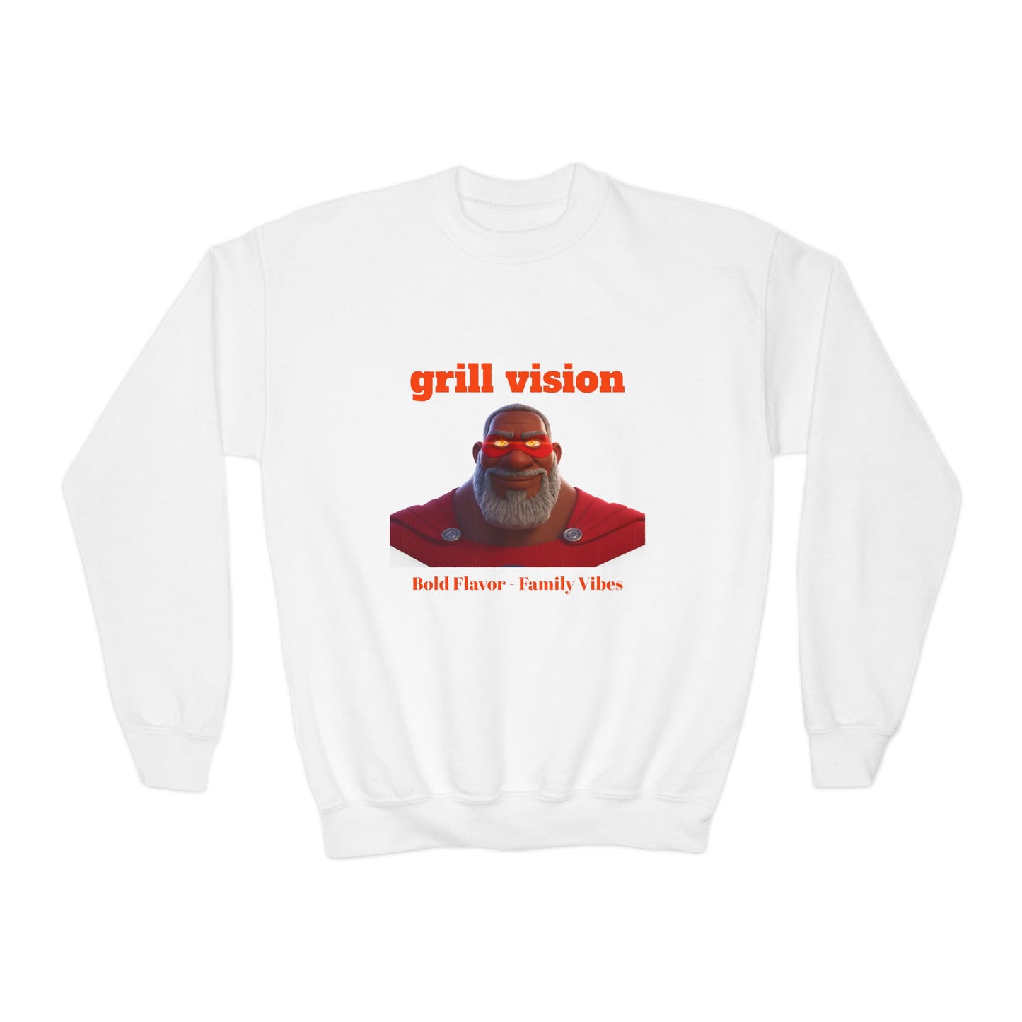 Grill Vision Crewneck Sweatshirt — Retro BBQ Santa Graphic by Printify