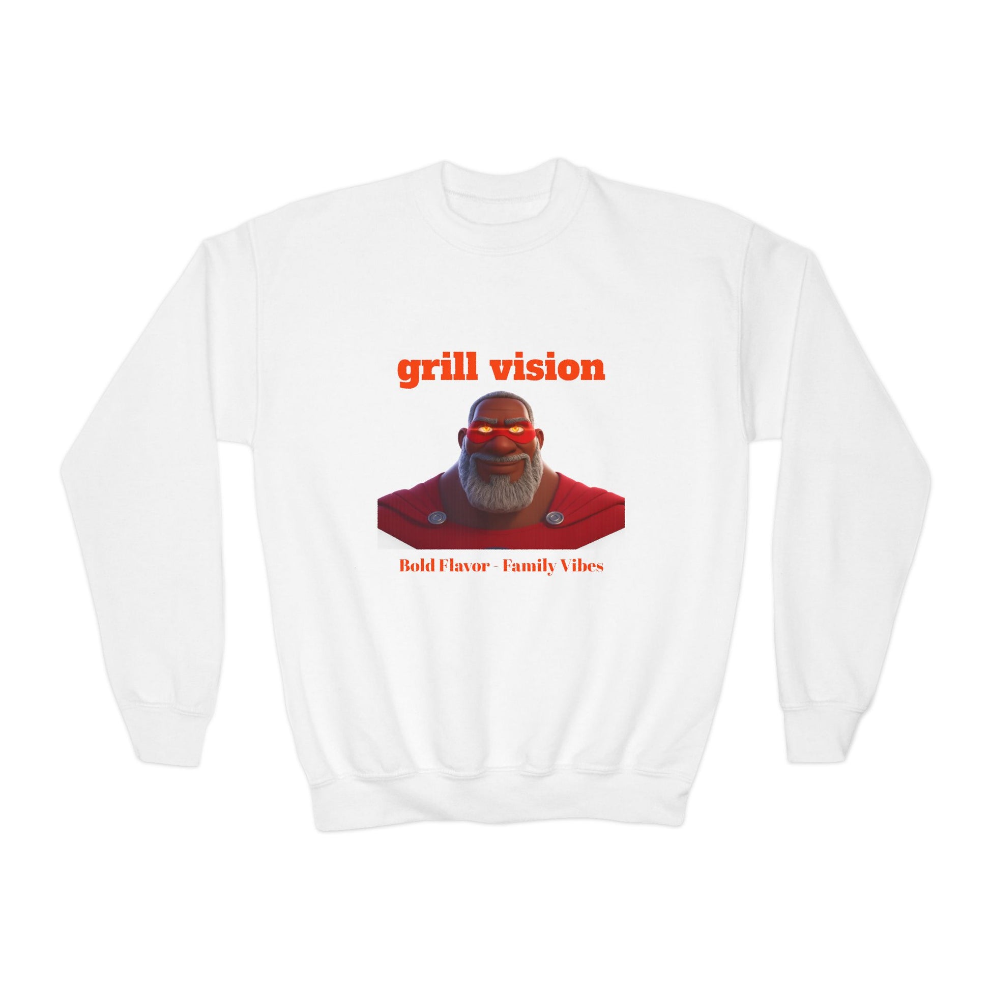 Grill Vision Crewneck Sweatshirt — Retro BBQ Santa Graphic by Printify
