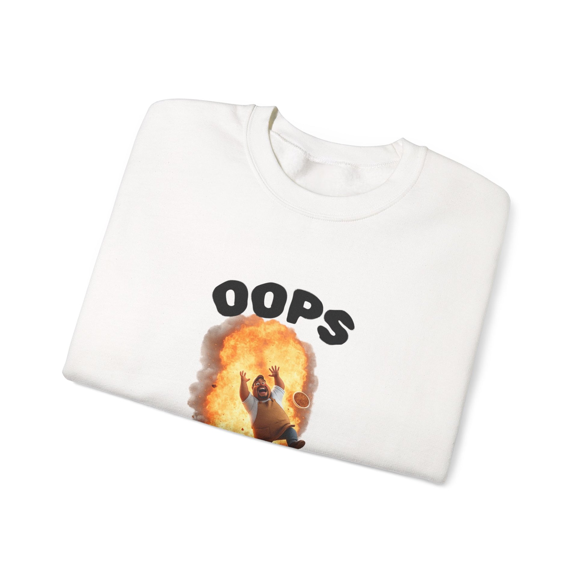 Funny 'Oops Too Much Gas!!!' Crewneck Sweatshirt — Novelty Graphic Pullover by Printify
