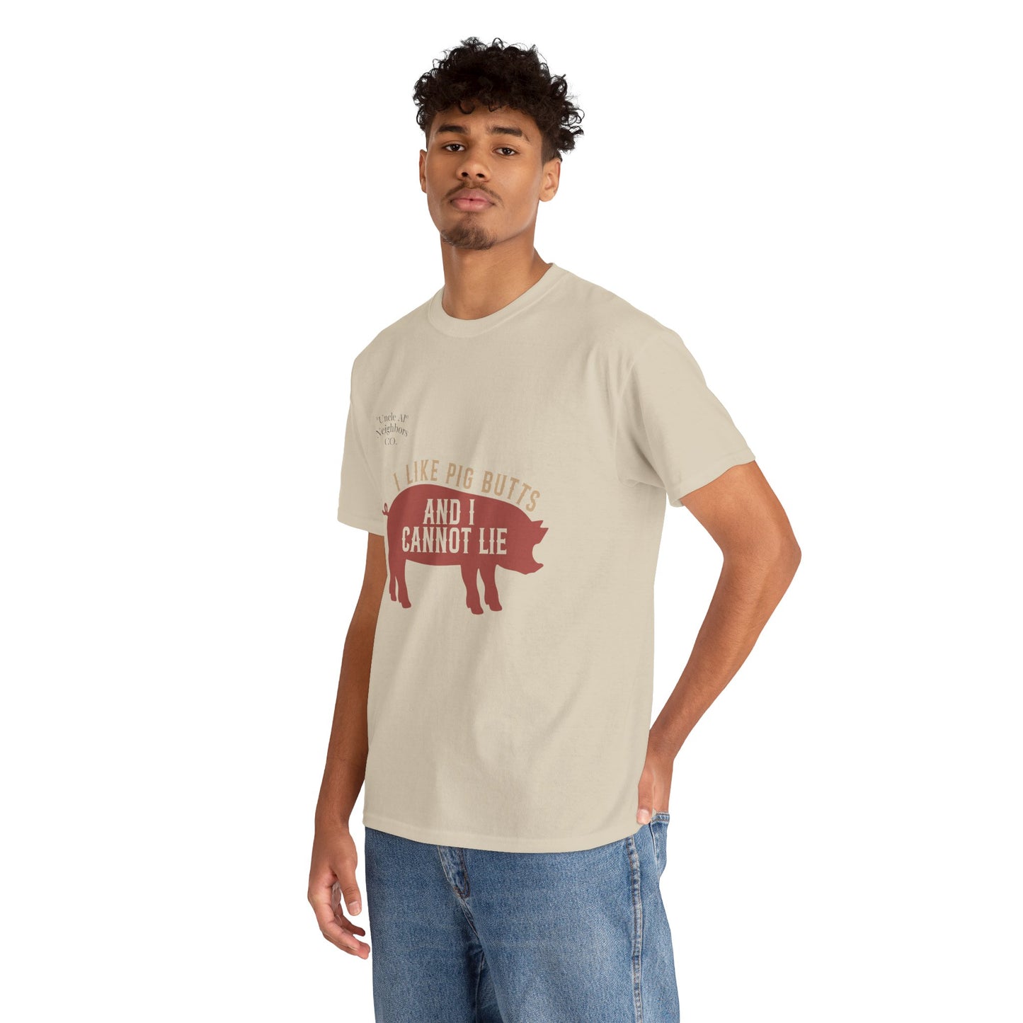 Pig BBQ T-Shirt — "I Like Pig Butts and I Cannot Lie" Graphic Tee by Printify