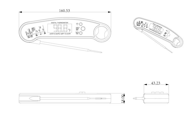 Gravity-Sensing Digital Meat Thermometer for BBQ by Endo33 Markets