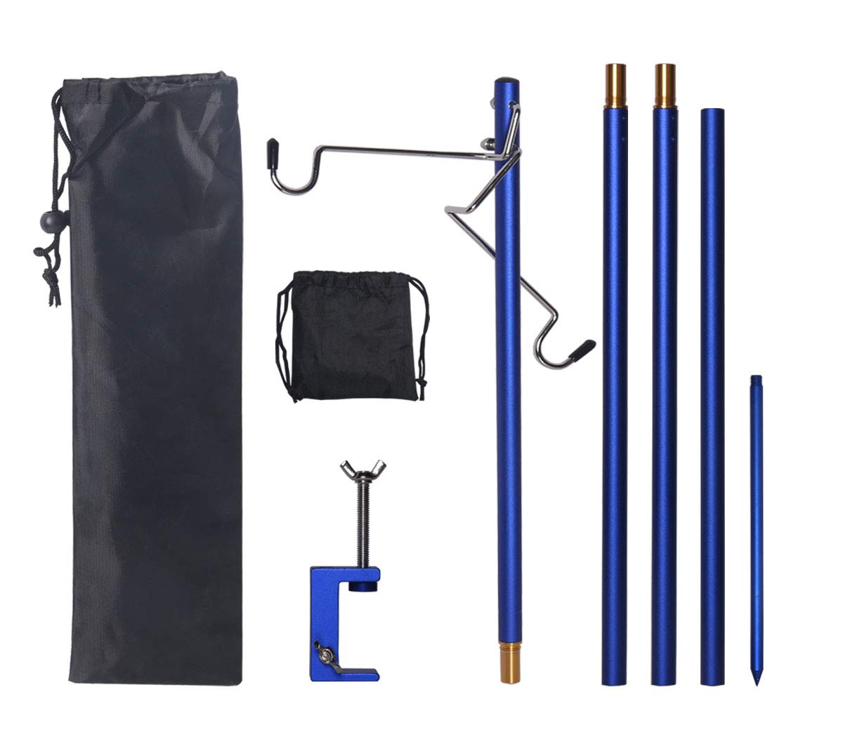 HIKEMAN Folding Lantern Stand Pole Portable Lamp Stand Hook Collapasible Light Stand Holder for Camping Fishing Picnic BBQ Outdoor Activities (Blue) by Endo33 Markets