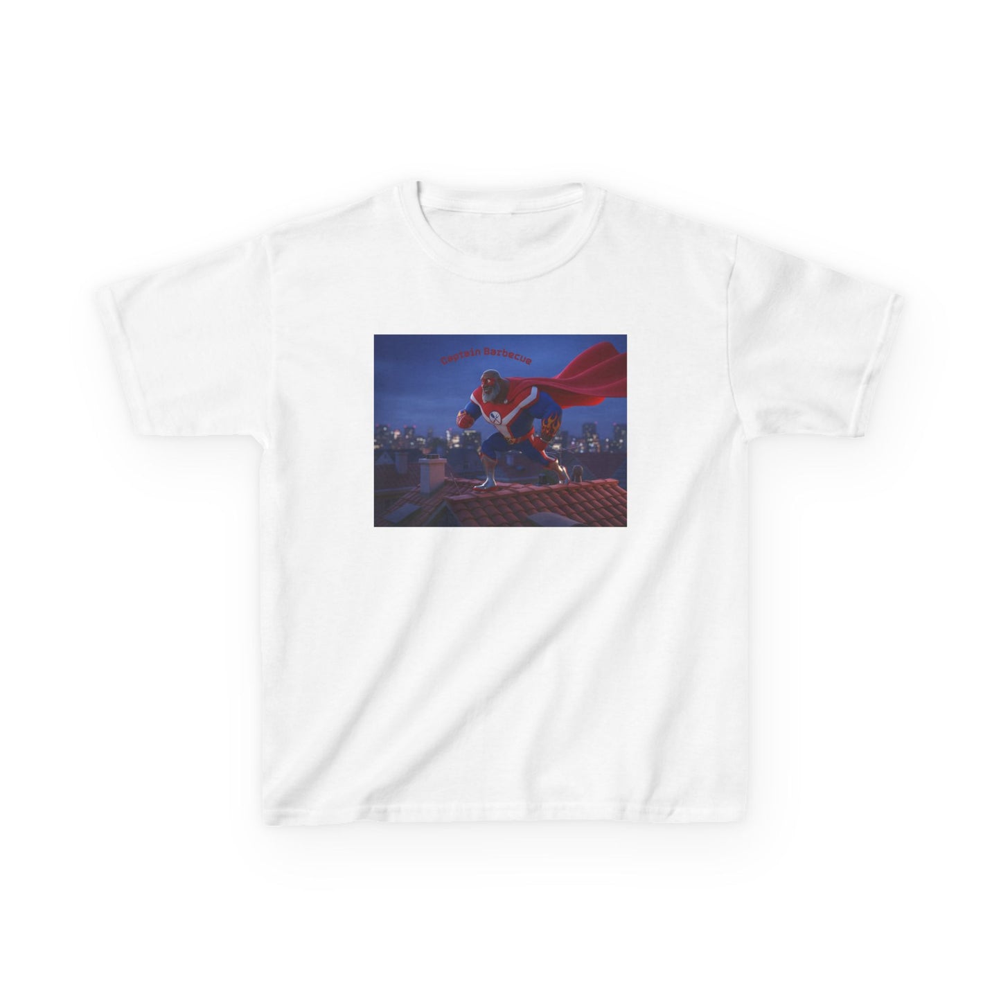 Kids Superhero T-Shirt — City Night Spider Pose Design by Printify