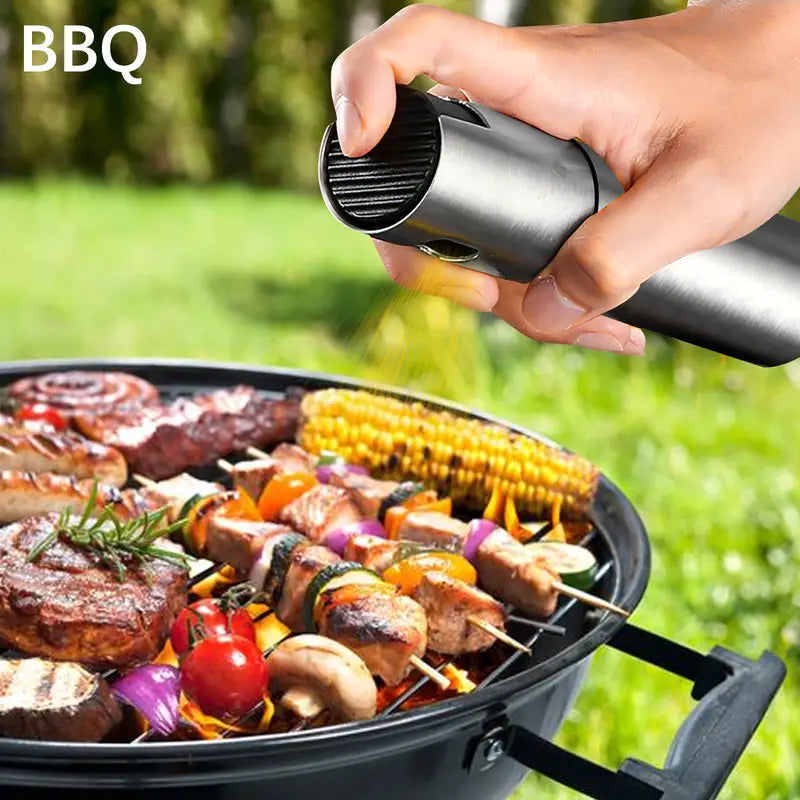 Stainless Steel BBQ Fuel Spray Bottle with Brush & Funnel by Endo33 Markets