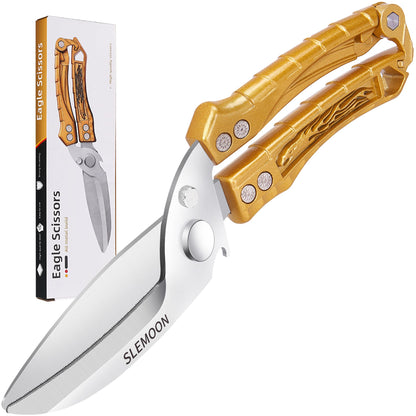 SLEMOON Kitchen Shears Heavy Duty Poultry Shears for BoneChickenTurkeyMeatFish and Pizza Cutting Board Kitchen Scissors All Purpose for Food Ideal for Chef and Home CookingDishwasher Safe Gold by Endo33 Markets