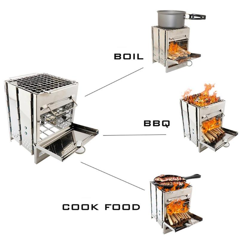 Portable Mini Square Fire Pit BBQ Grill (Stainless Steel) by Endo33 Markets