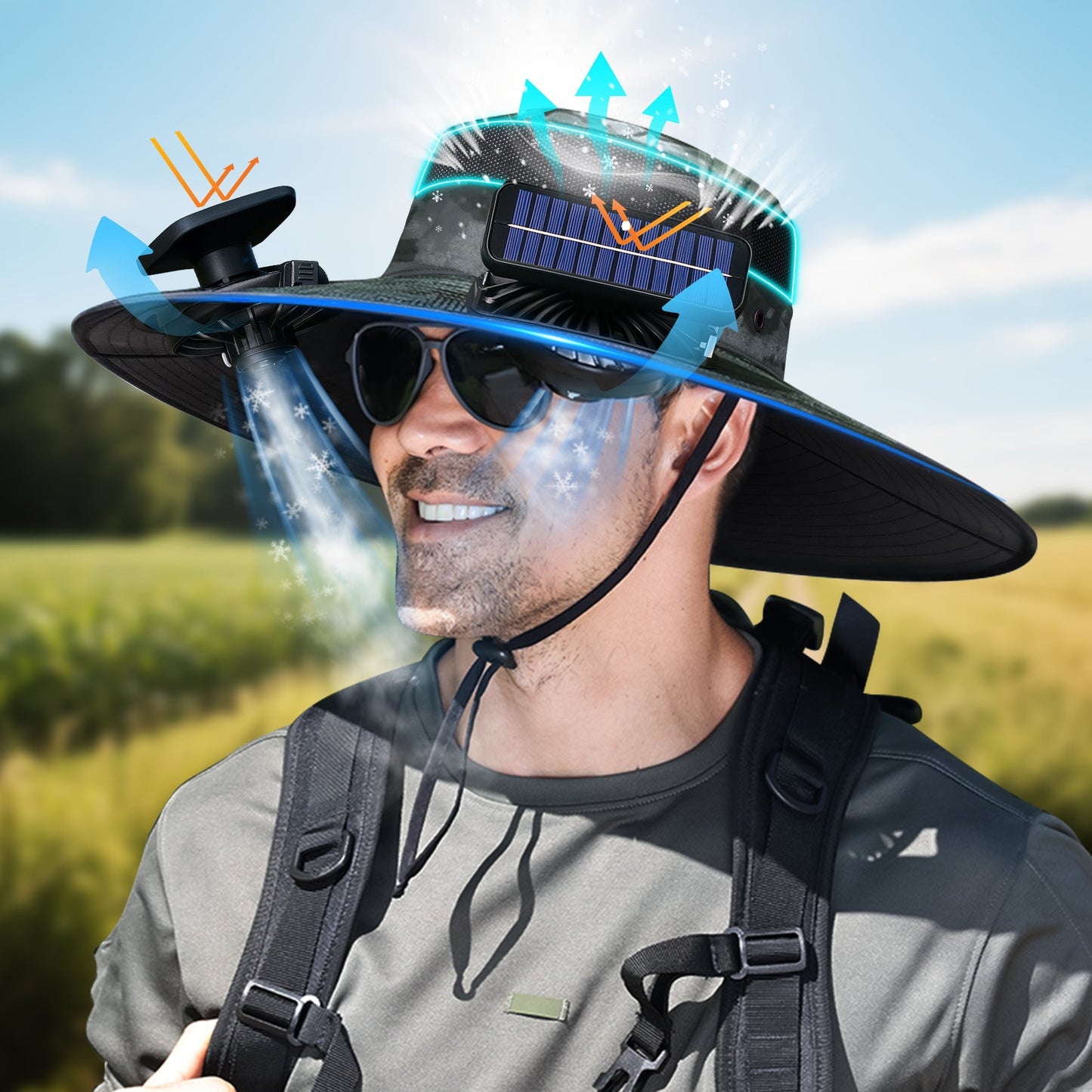 UPF50+ Solar cooling fan cap, Solar fan cap and USBcharging -Cooling sun cap, Fisherman's cap, Outdoorfishing, Outdoor leisure, Camping, Hiking, Outdoor work,Outdoor leisure by Endo33 Markets