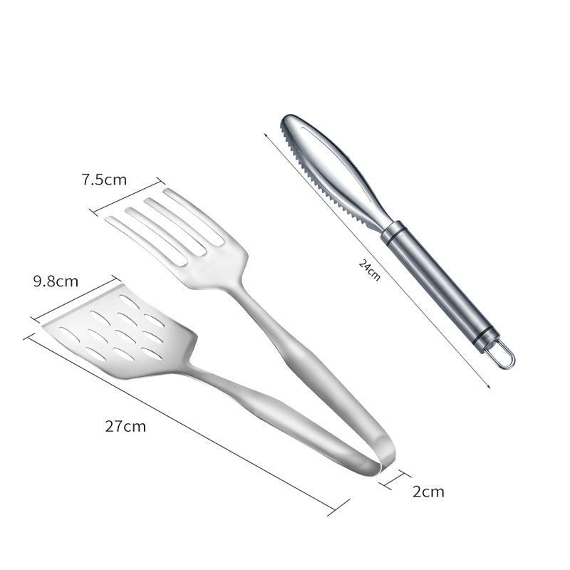Stainless Steel BBQ Spatula and Food Clip Utensils by Endo33 Markets