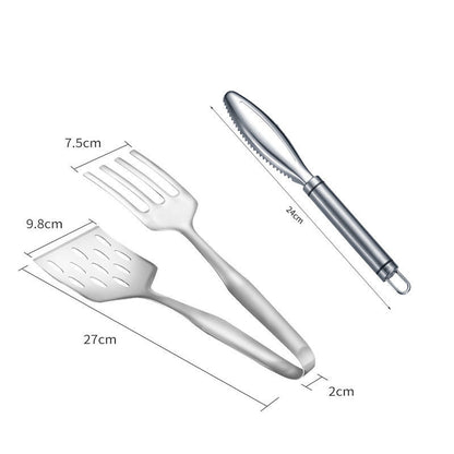 Stainless Steel BBQ Spatula and Food Clip Utensils by Endo33 Markets