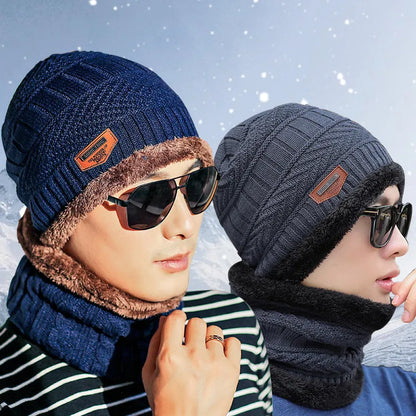 Men's Outdoor Warm Scarf & Fluff Hat by Endo33 Markets