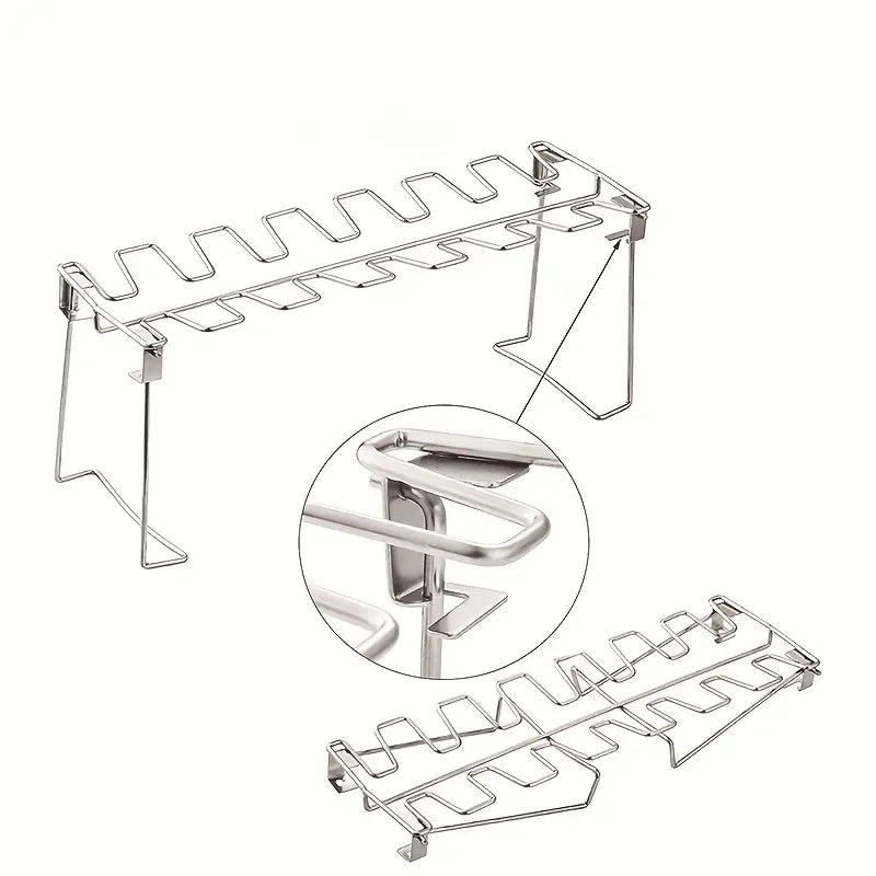 Folding Stainless Steel Chicken Leg Rack for BBQ by Endo33 Markets
