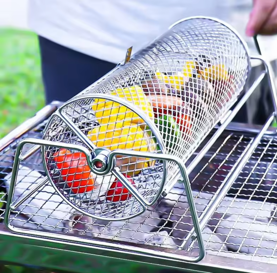 Rotating BBQ Mesh Basket by Endo33 Markets