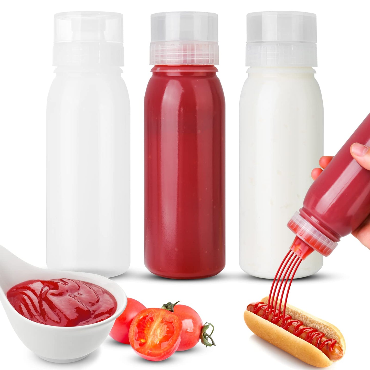 Porous Condiment Squeeze Bottles Salad Dressing Container Squeeze Bottles for Sauces Botellas Exprimibles de Condimentos 3-Pack 13 oz (380ml) Syrup Dispenser Great for Ketchup Salad BBQ Sauce by Endo33 Markets