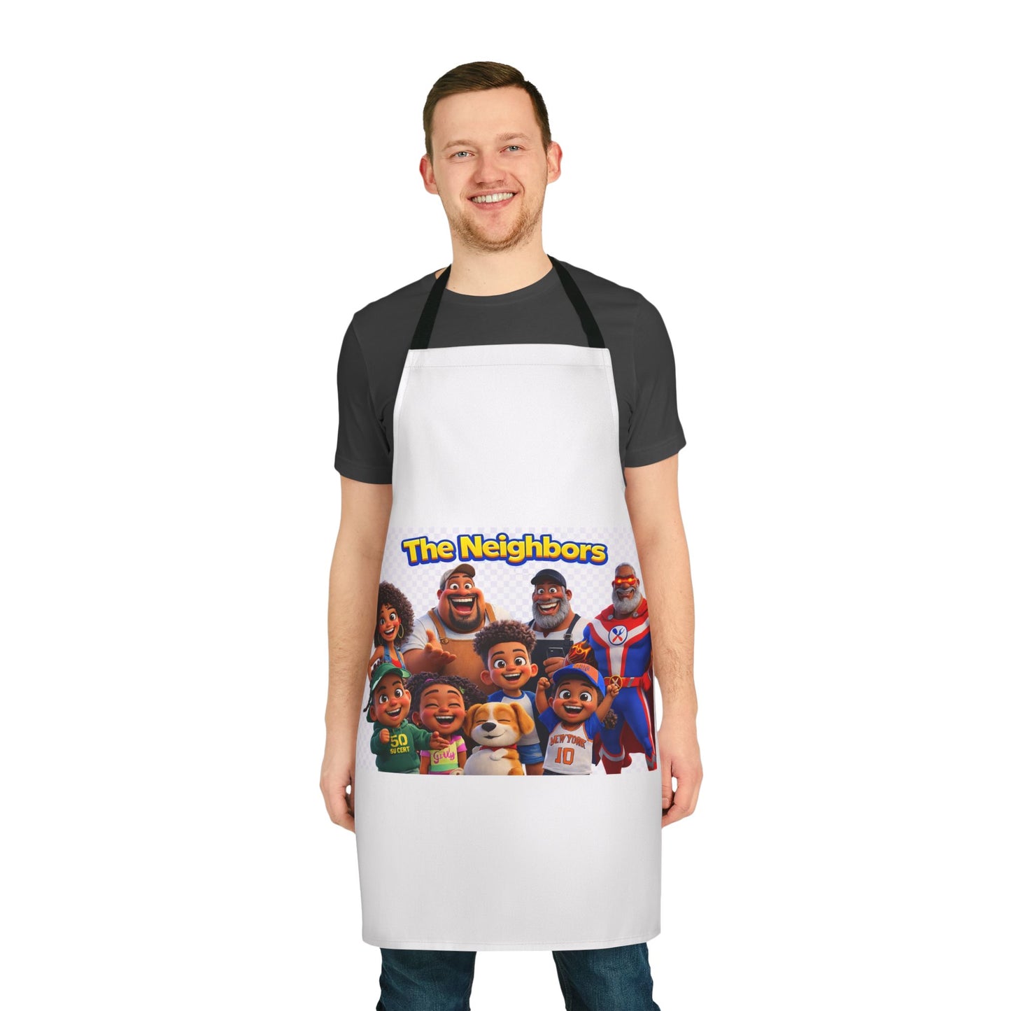 The Neighbors Cartoon Family Apron — Kid-Friendly Cooking & BBQ Gift by Printify