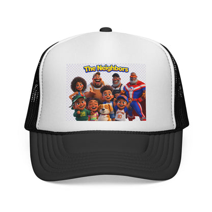 The Neighbors Trucker Cap – Cartoon Family Snapback Hat by Printify