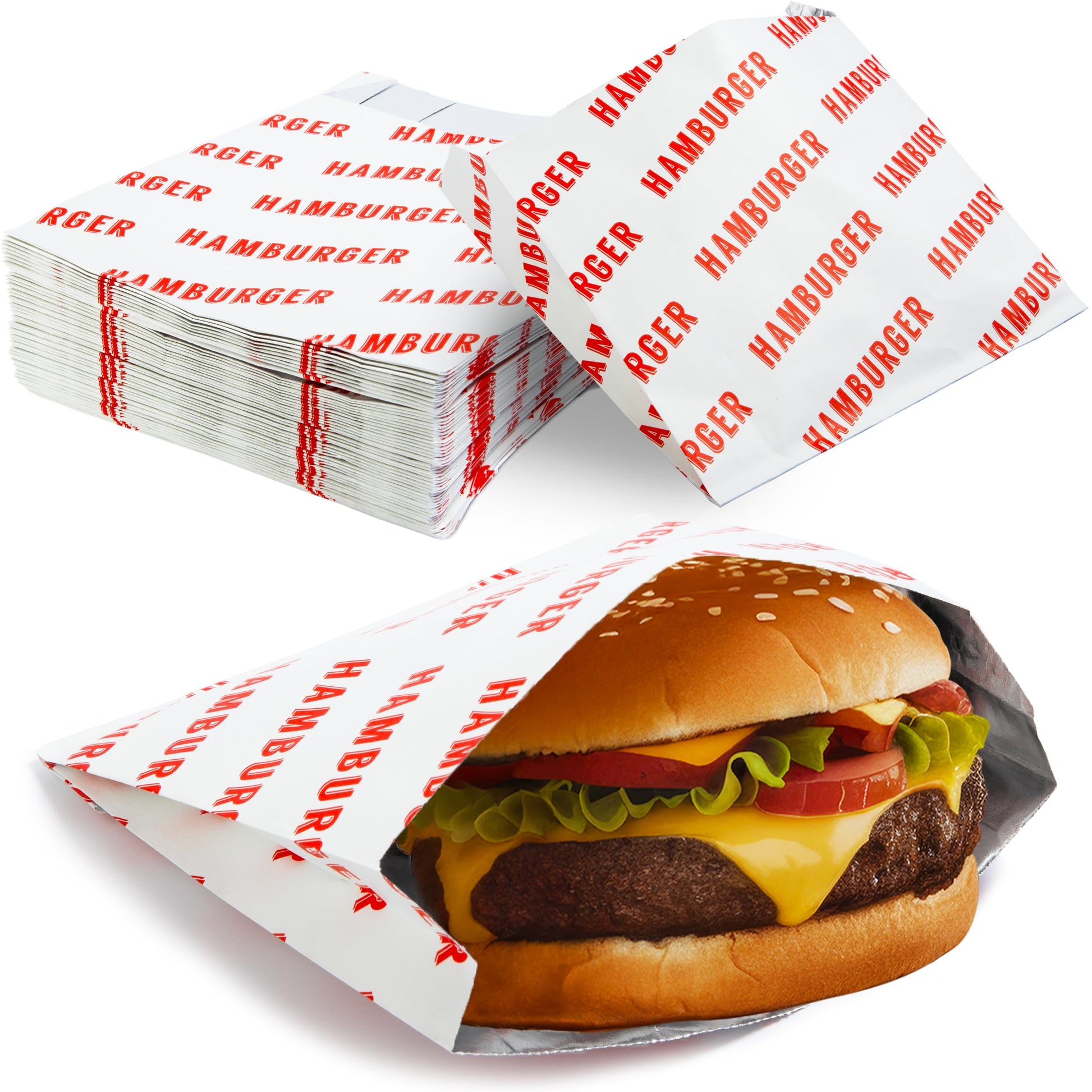 Retro Grease Proof Burger Wrappers 10Pk. Insulated Pro Quality Bulk Hamburger Bags are BPA Free. Large Allergen Friendly BBQ Foil Paper Great Cooking Supply for Themed Party by Endo33 Markets