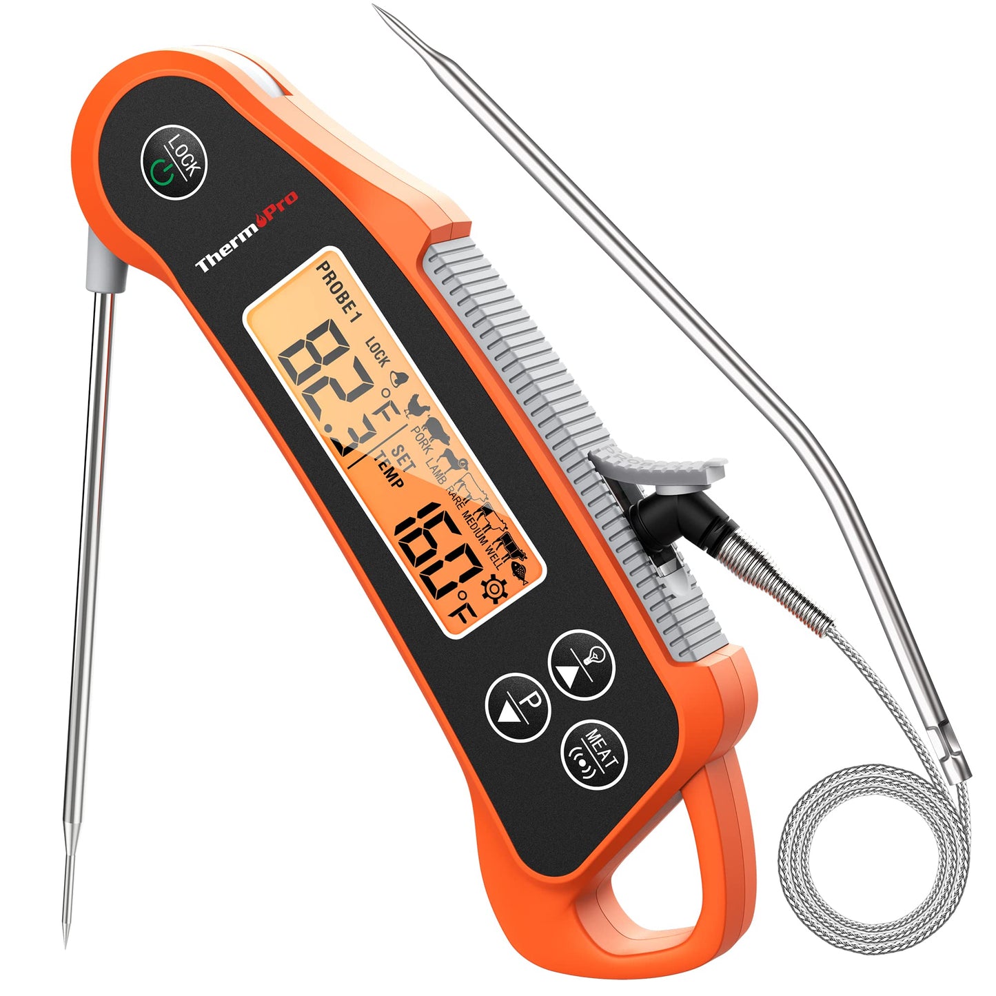 ThermoPro TP710 Instant Read Meat Thermometer Digital for Cooking 2-in-1 Waterproof Kitchen Food Thermometer with Dual Probes and Dual Temperature Display for Oven Grilling Smoker & BBQ by Endo33 Markets