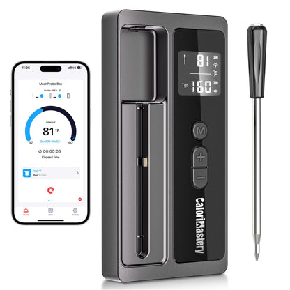 Wireless Meat Thermometer: 500FT Bluetooth Smart Meat Thermometer for Cooking and Grilling CaloriMastery Digital Food Thermometer with Ultra-Thin Probe for Oven Safe Kitchen Smoker BBQ by Endo33 Markets