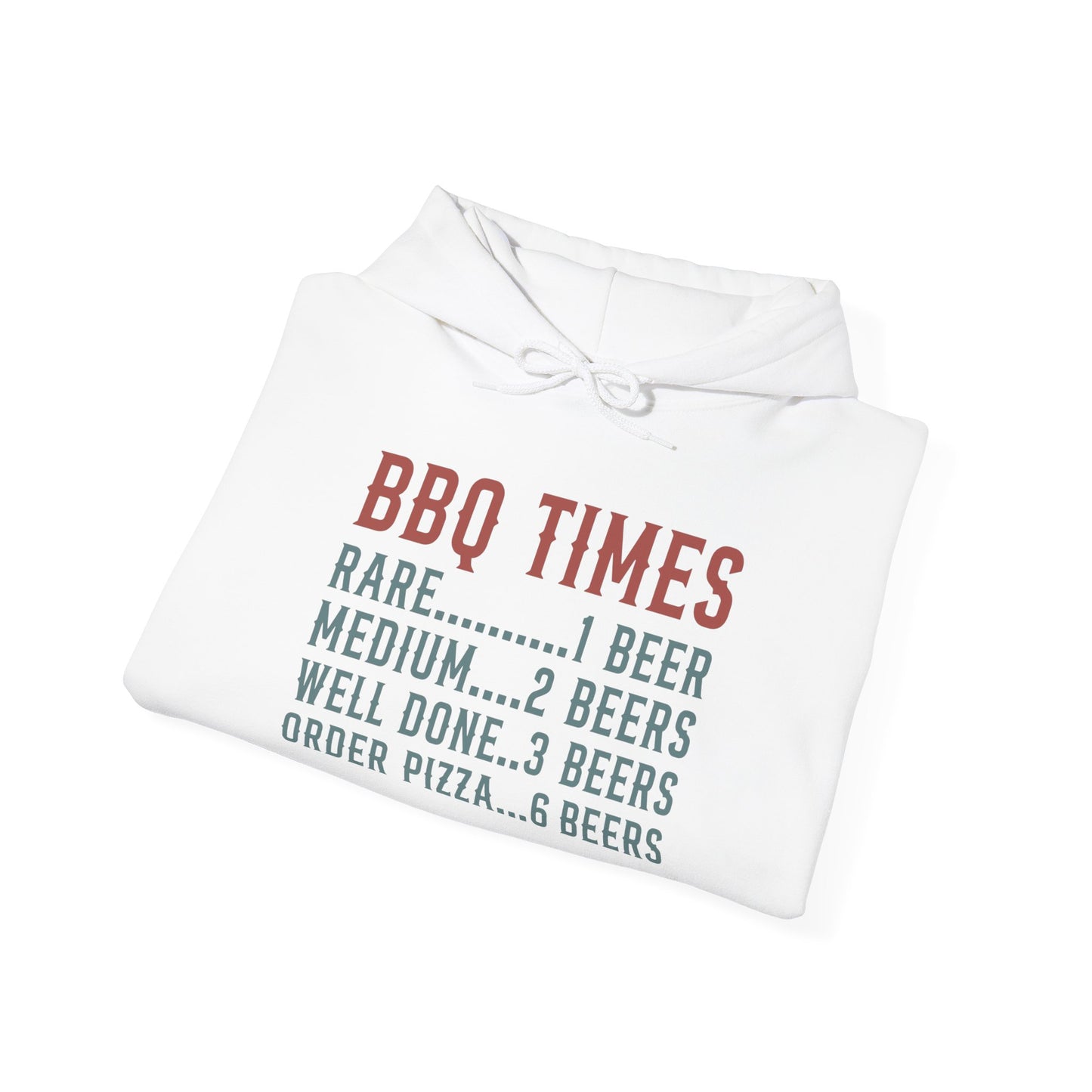 BBQ Times Hoodie — Funny Grilling Sweatshirt (“Rare…1 Beer” Design) by Printify