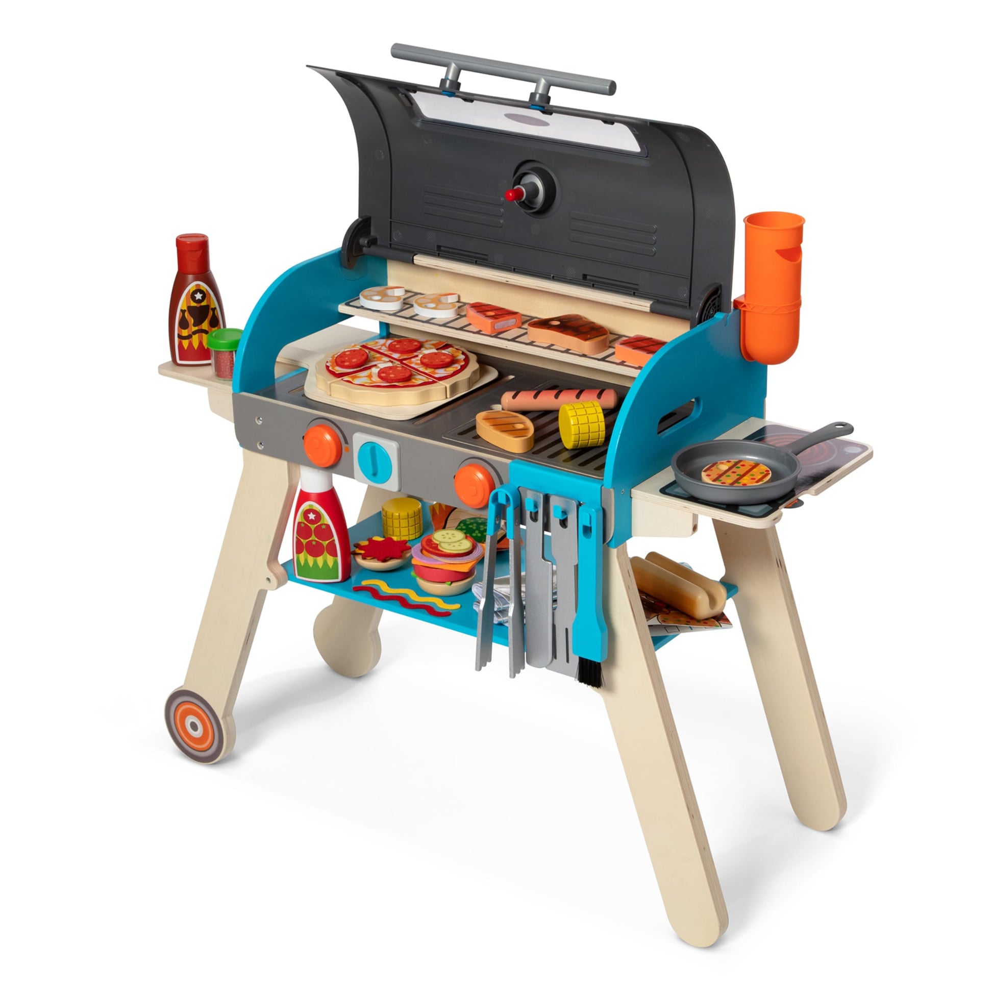 Melissa & Doug Wooden Deluxe Barbecue Grill Smoker and Pizza Oven Play Food Toy for Pretend Play Cooking for Kids - FSC Certified by Endo33 Markets