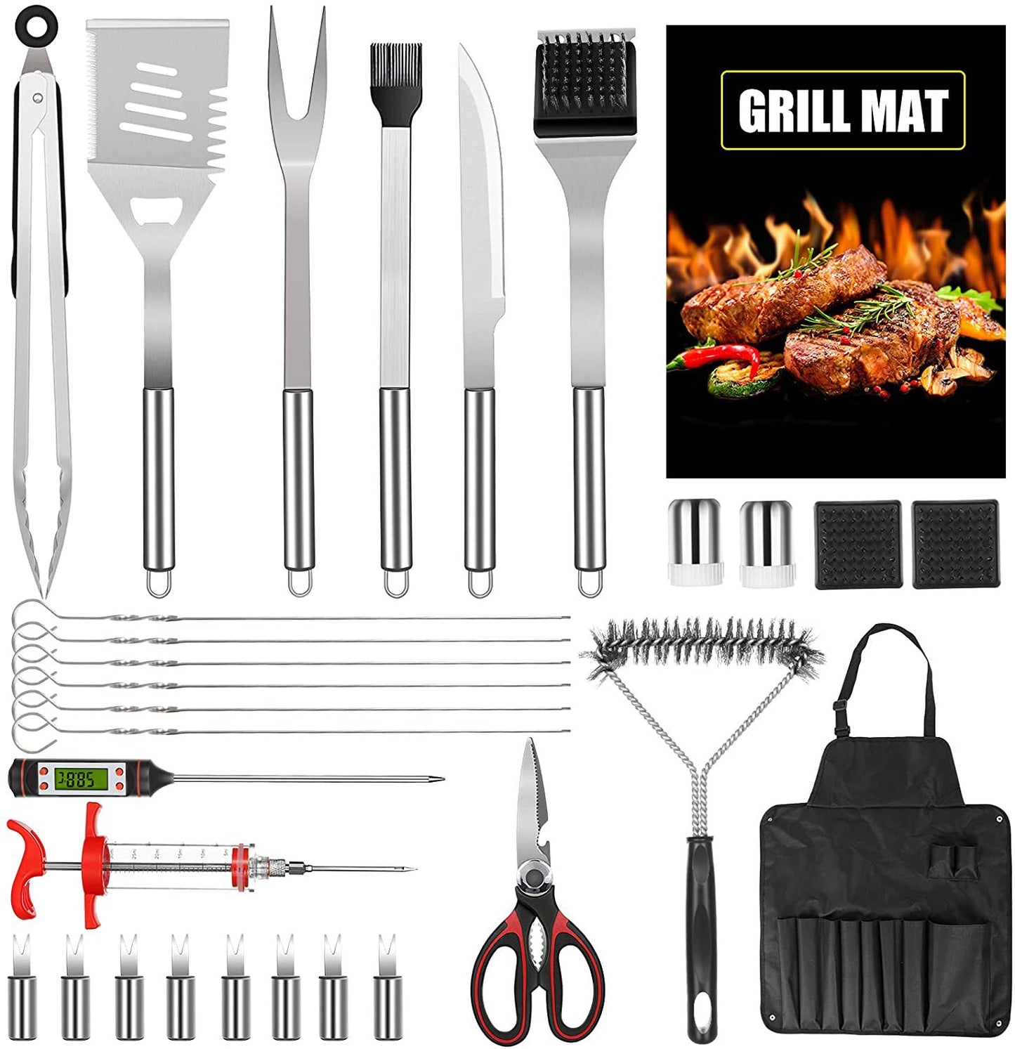 30-Piece Skirt Bag BBQ Tools and Apron Gift Set by Endo33 Markets