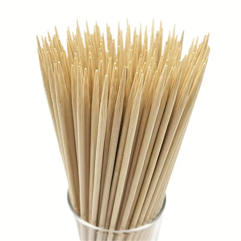 100 Natural Bamboo Skewers for BBQ and Parties by Endo33 Markets