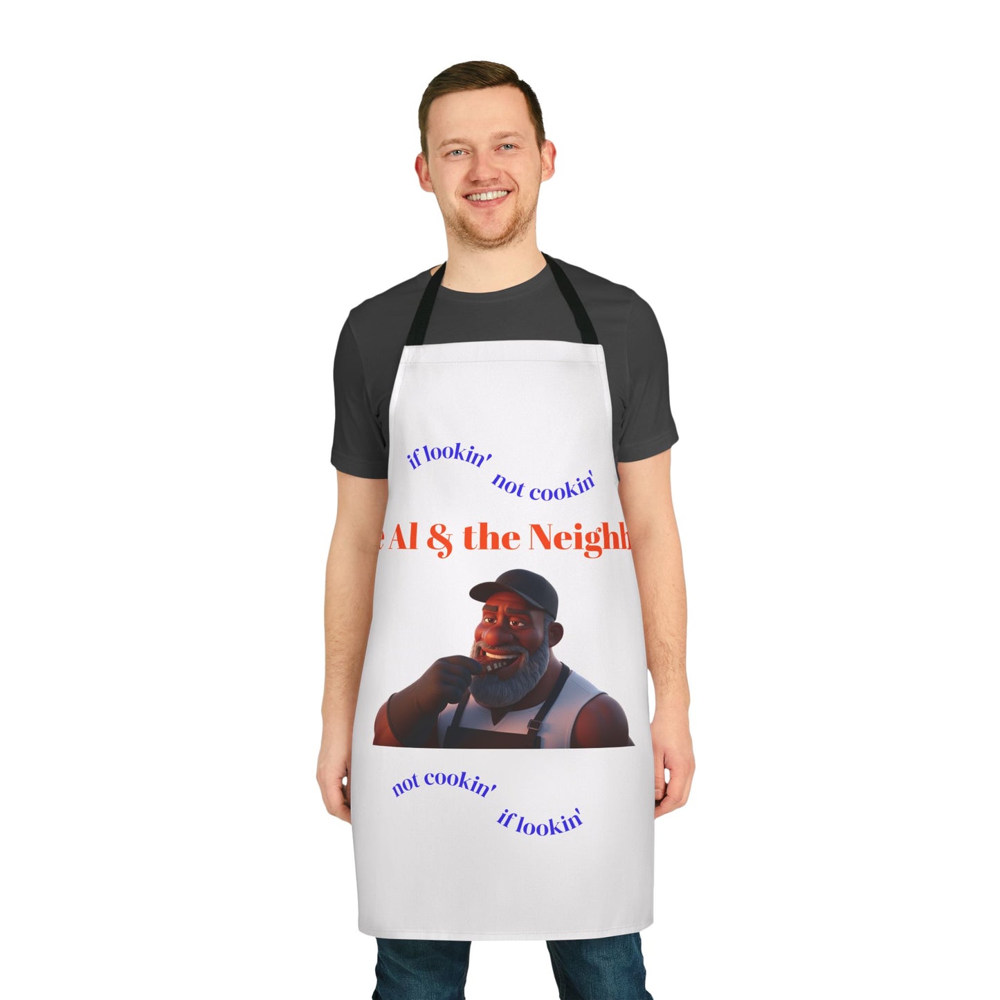 Apron — "Uncle Al & the Neighbors" Funny BBQ Cooking Apron (If Lookin' Not Cookin') by Printify