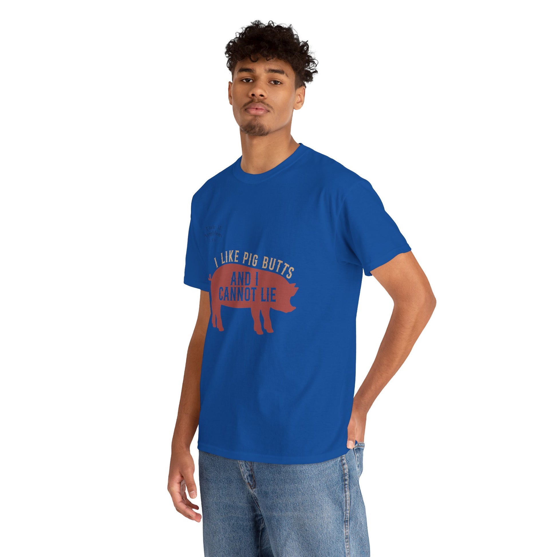 Pig BBQ T-Shirt — "I Like Pig Butts and I Cannot Lie" Graphic Tee by Printify