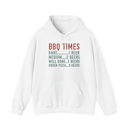 BBQ Times Hoodie — Funny Grilling Sweatshirt (“Rare…1 Beer” Design) by Printify