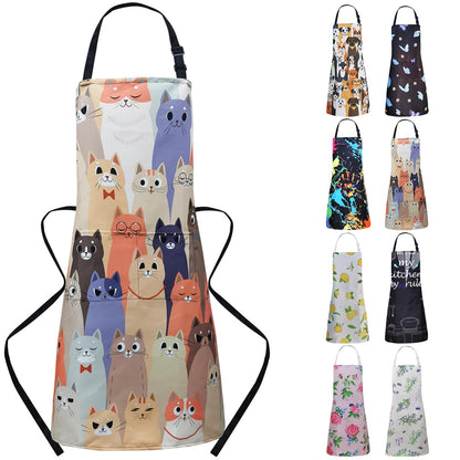 ZiQilin Adjustable Kitchen Apron with 2 Pockets Waterproof Funny Cooking Chef Apron for Women Men Gardening Baking Aprons Grill BBQ Aprons Creative Gifts Cute Animals Cat by Endo33 Markets