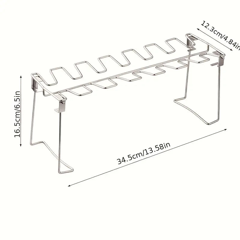 Folding Stainless Steel Chicken Leg Rack for BBQ by Endo33 Markets