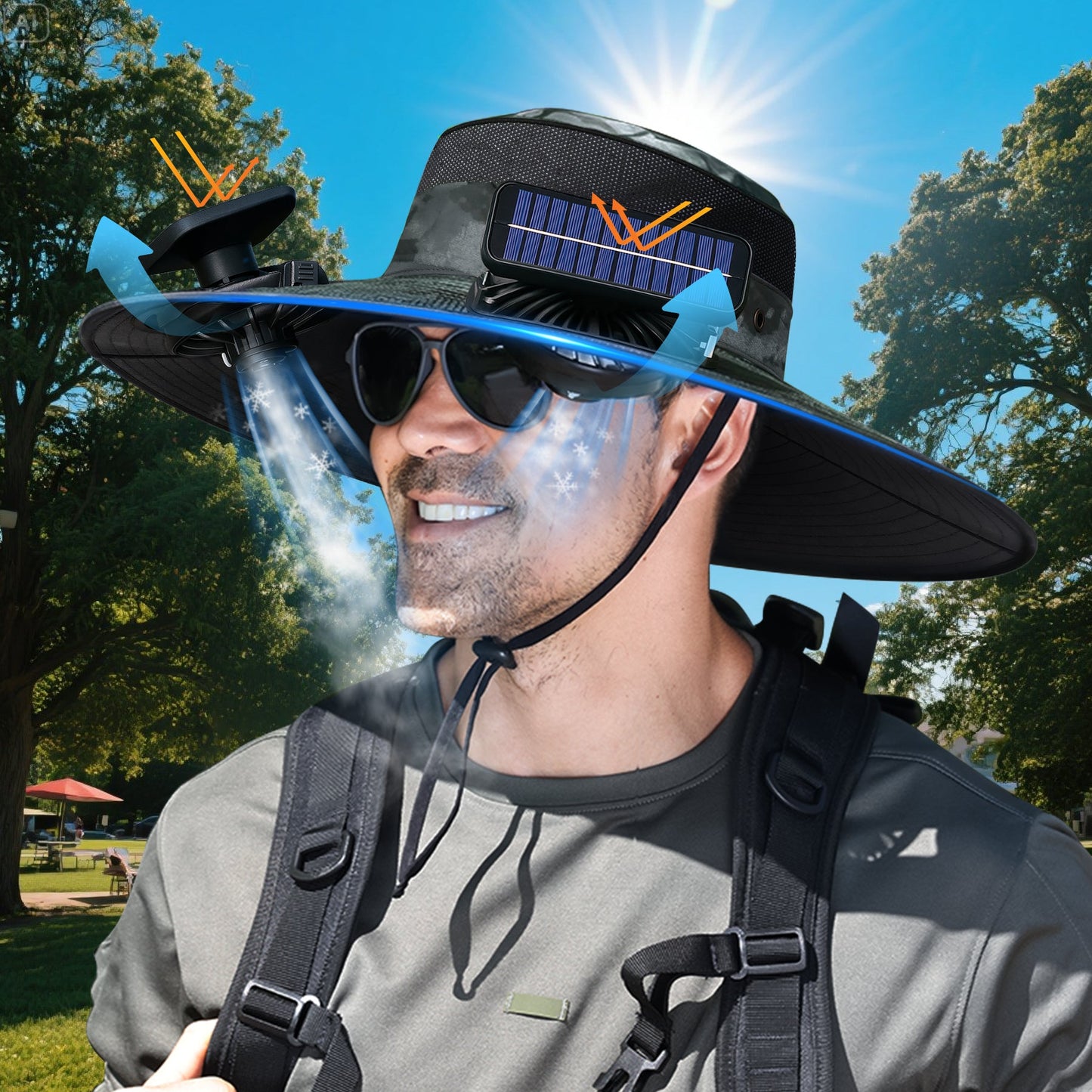 UPF50+ Solar cooling fan cap, Solar fan cap and USBcharging -Cooling sun cap, Fisherman's cap, Outdoorfishing, Outdoor leisure, Camping, Hiking, Outdoor work,Outdoor leisure by Endo33 Markets