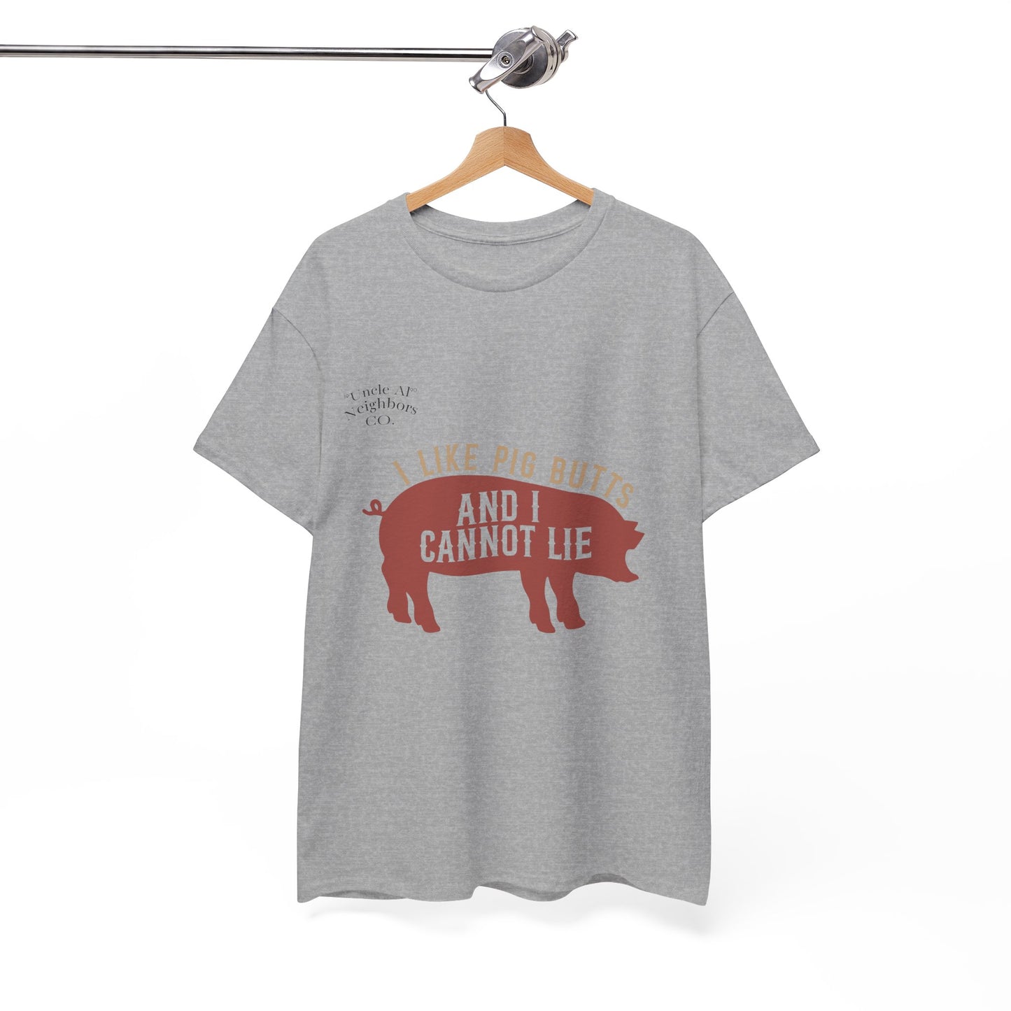 Pig BBQ T-Shirt — "I Like Pig Butts and I Cannot Lie" Graphic Tee by Printify