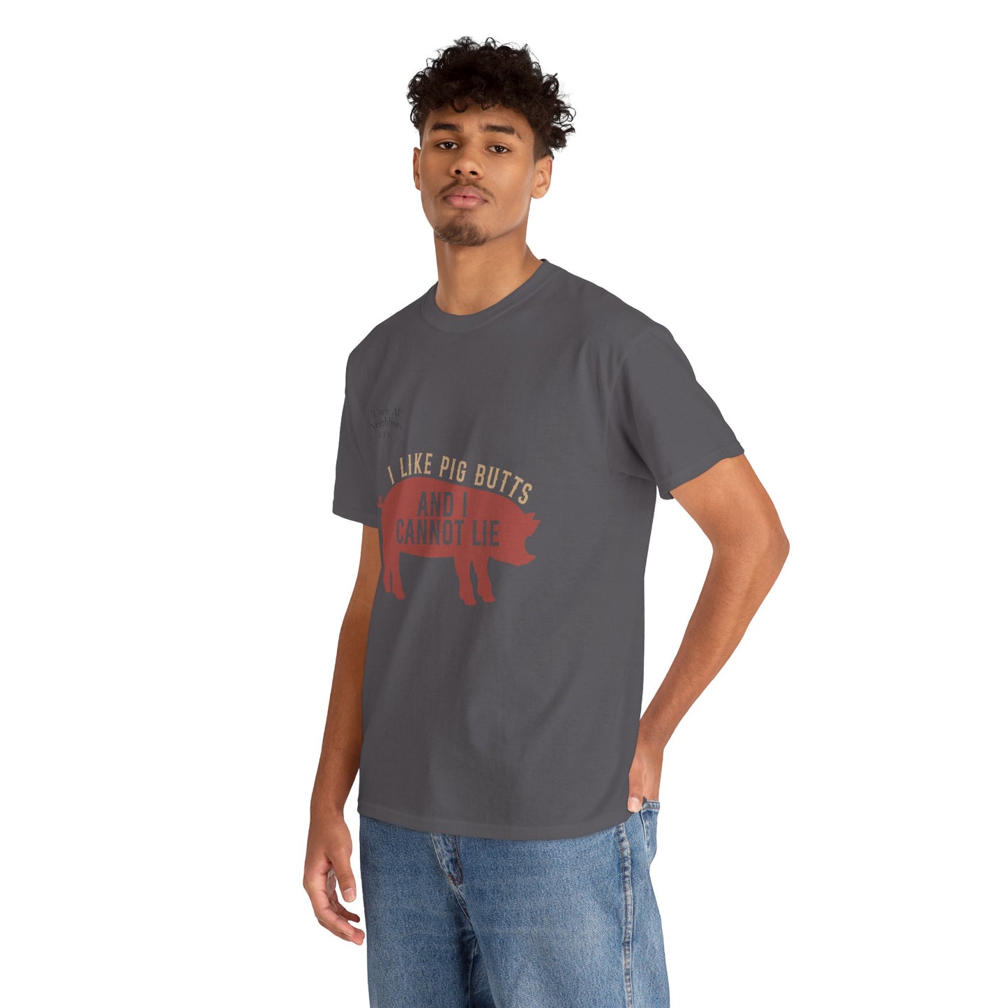 Pig BBQ T-Shirt — "I Like Pig Butts and I Cannot Lie" Graphic Tee by Printify